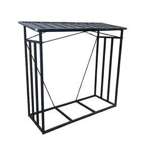 Magazie pentru lemne de foc din metal cu acoperiș - 185 cm x 70 cm x 185 cm 144170057 - Accesorii pentru șemineu și sobă