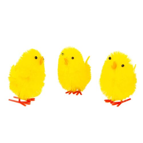 3 darabos sárga húsvéti csibe dekoráció szett, 6,7 x 5 cm