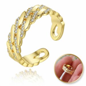 Aranyozott, állítható cirkónium sebészeti acél gyűrű PST935 - Elegáns ékszerek minden alkalomra