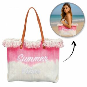 Boho nyaralás strandtáska rojtokkal rózsaszín ombre színben, tökéletes vásárláshoz TP14R 143390569 - Öltözködés kiegészítő