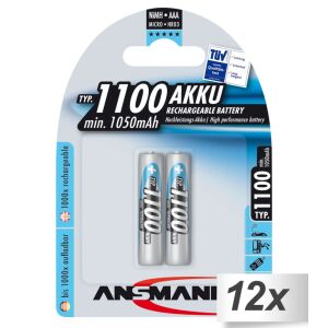 Ansmann NiMH Micro AAA 1100 mAh Újratölthető elem (12x2/csomag) 143395257 - Ansmann