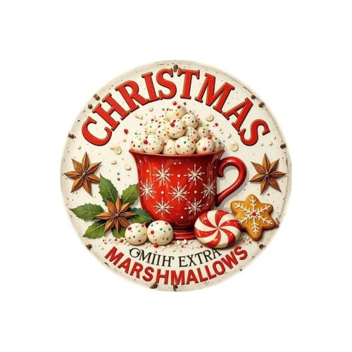 Nyomtatott fa tábla koszorú közép - Marshmallows 14,8cm