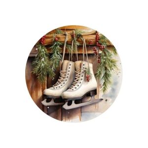 Nyomtatott fa tábla koszorú közép - Korcsolya cipők 14,8cm 144179500 - Fa felirat & dekorációs elem
