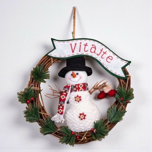 MagicHome karácsonyi dekoráció, hóember koszorú, 37 cm 143404108