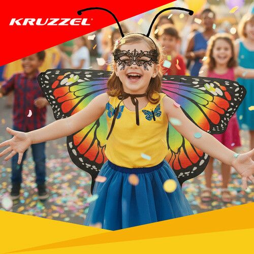Univerzális Gyermek Pillangó Jelmez KRUZZEL: Nagy Szárnyak, Maszk, Fejdísz és Hajcsat 145765993