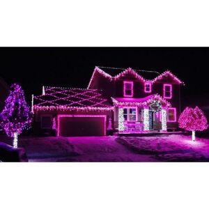 Karácsonyi Jégcsap Fényfüzér pinke LED-Eiszapfen-Lichterketten schmücken ein Haus zu Weihnachten - Weihnachten