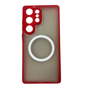 Samsung S25 Ultra mágneses műanyag tok, piros-fekete 143423960 - Cellect