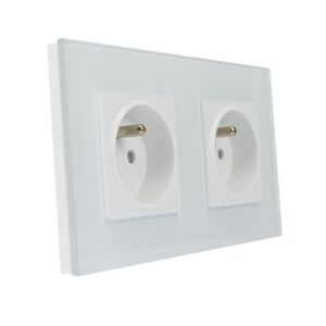 Wbudowane podwójne gniazdo PNI WP312 ze szklaną ramą, 16A 143428204 - Connector & Dugalj