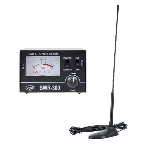 CB-Antenne PNI PNI Extra 45, 45 cm, Glasfaser und PNI SWR-300 Reflektometer zur SWR-Messung, schwarz 143428399