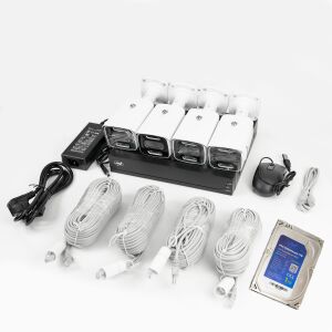 PNI House IPMAX POE 3 videó megfigyelő készlet, NVR 4 POE porttal 4 3MP IP kamerával, kültéri és PNI SafeHouse 1 TB HDD 143428782 - PNI