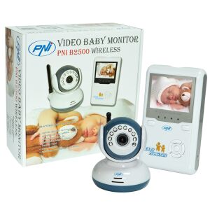 Baba videómonitor csomag PNI B2500 képernyő, 2,4 hüvelykes vezeték nélküli és tapadós Pad Blue 143428835 - PNI
