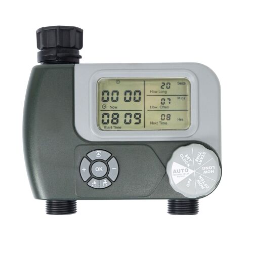 Bewässerungsprogrammierer PNI WT10, LCD-Display, 3/4 Anschluss, 2 Ausgänge, grün 143429100