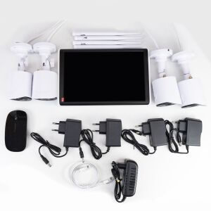 Komplet za video nadzor PNI House WiFi663 NVR s LCD-om i 4 vanjske bežične kamere 3MP, P2P, IP66 143430047 - PNI