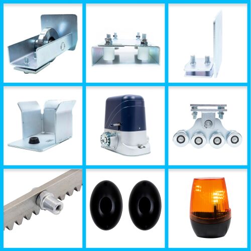 PNI PNI-AP600C Komplett automatizálókészlet a önműködő kapukhoz PNI AP800C, motor, kerekek, fotocellák, távirányító, lámpa, 6 méteres állvány, 2x3 m-es sín 4-5 m hasznos nyitási célra, 230V, 1100 N és 143430586