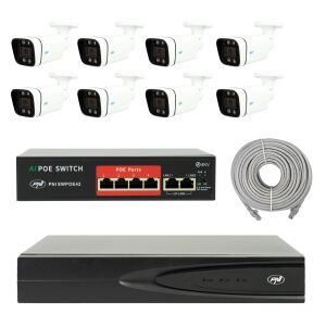 NVR POE PNI House IP810 пакет за видеонаблюдение, 8 PNI IP8POE камери, POE превключвател и включени кабели 143430395 - Охранителна камера