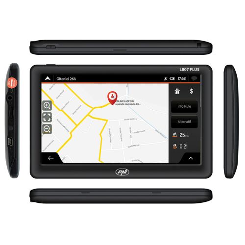GPS-Navigationssystem PNI L807 PLUS 7-Zoll-Bildschirm, 800 MHz, 256 MB DDR, 8 GB mit Sticky Pad Blue im Lieferumfang enthalten