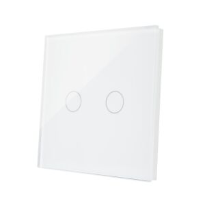 Dvostruki prekidač na dodir PNI SH602 600W od stakla, bijele boje sa LED indikatorom 143430812 - Elektroinstalacija