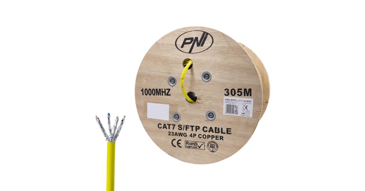 Kábel S / FTP CAT7 PNI SF07, 10 Gbps, 1000 MHz, pre internet a ...