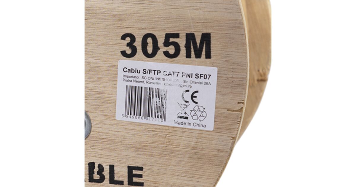 Kábel S / FTP CAT7 PNI SF07, 10 Gbps, 1000 MHz, pre internet a ...