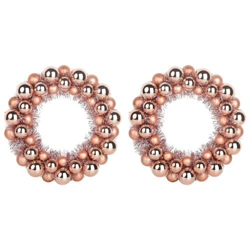 vidaXL Rózsaarany Karácsonyi Labda Koszorúk, 2 darabos szett