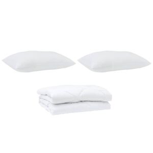 vidaXL Pilotă cu pernă 3 pcs Alb Microfibră 143438438 - Decorațiuni