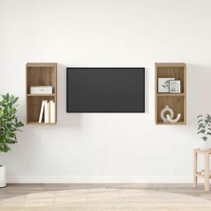 vidaXL Fali TV Szekrény 2 pcs Kézműves tölgy 37 x 37 x 72 cm Faanyag 143438870 - Faliszekrény