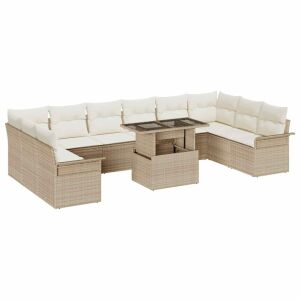 vidaXL Kerti Kanapé Szett 11 pcs Bézs 100 x 55 x 73 cm Poli rattan 143445316 - Kerti bútor