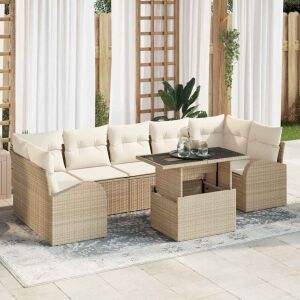 vidaXL Kerti Kanapé Szett 8 pcs Bézs 100 x 55 x 73 cm Poli rattan 143445425 - Kerti garnitúra