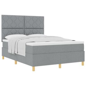 vidaXL Boxrugós ágy fejtámlával Világosszürke 140 x 200 cm szövet 143447434 - Bútor