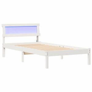 vidaXL Ágykeret LED -es lámpákkal Fehér 75 x 190 cm Tömör fenyőfa 143450900 - Bútor