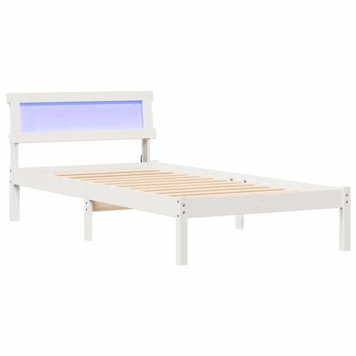 vidaXL Ágykeret LED -es lámpákkal Fehér 75 x 190 cm Tömör fenyőfa 143450900