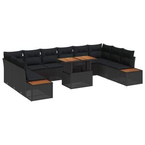 vidaXL Kert étkező szett 11 pcs Fekete és Barna 100 x 55 x 73 cm 143457538 - Kerti étkezőgarnitúra