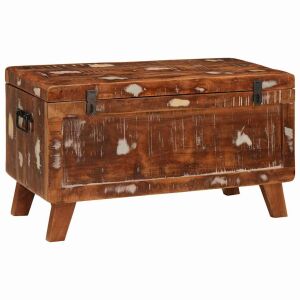 vidaXL Tároló Doboz zárral 70 x 35 x 40 cm tömör újrahasznosított fa 143458907 - Tárolás & Rendszerezés