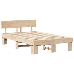 vidaXL Ágykeret fejtámlával Barna 120 x 190 cm Tömör fenyőfa 143460975 - Bútor