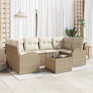 vidaXL Kerti Kanapé Szett párnával 7 pcs Beige és krém 55 x 55 x 37 cm 143463680 - Kerti bútor