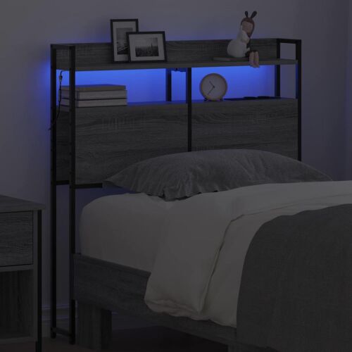 vidaXL fejtámla LED lámpákkal és polcokkal hálószobai környezetben - Bútor
