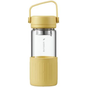 Sticlă de ceai cu infuzor BUYDEEM DG42, 300 ml, Protecție din silicon, Galben