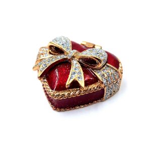 Egyedi fém ékszerdoboz kristályokkal - Szív - B0747-00