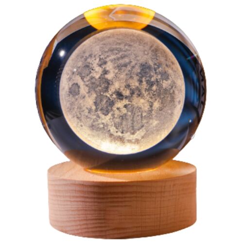 KKS Hold Kristálygömb Lámpa Fa Talppal