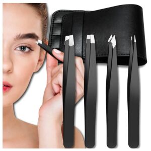 4 db professzionális rozsdamentes acél csipesz készlet + tok