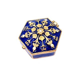 Gazdagon díszített fém ékszerdoboz kristályokkal - B0035-08BL