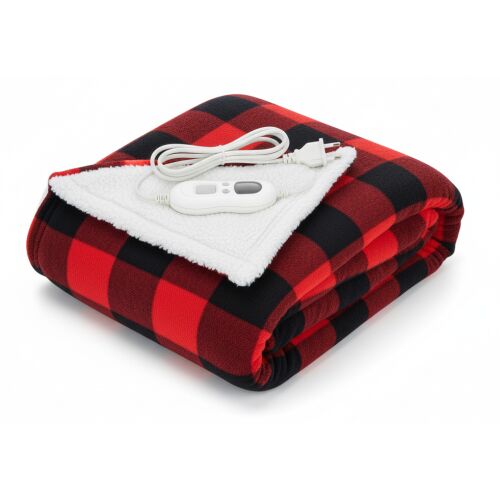 Pepita electric heated blanket, red and black plaid, 130x180cm