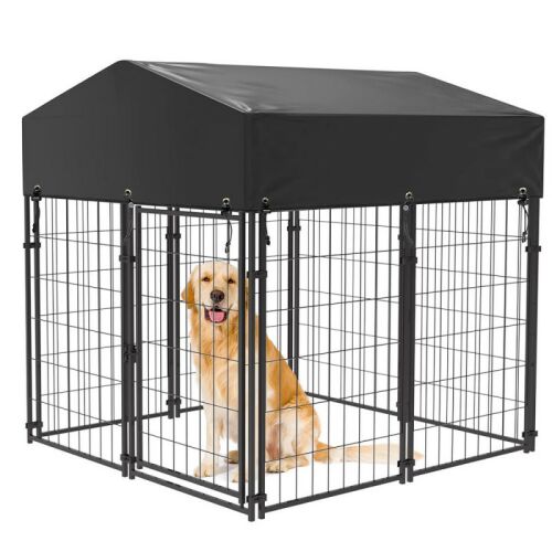 Kültéri fém kutyakennel UV álló szövettetővel, 