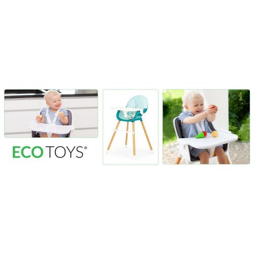 Etetőszék 2in1 ECOTOYS - kényelmes, praktikus, környezetbarát, Zöld