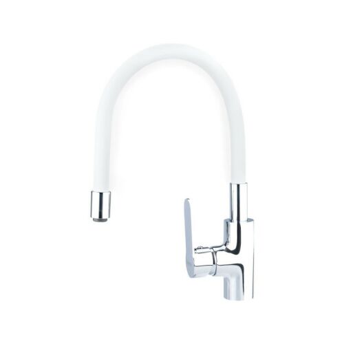 BALLETTO mosogató csaptelep hajlékony szilikon kifolyó csővel, 35mm, fehér, 