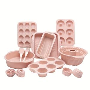 21 db-os Szilikon sütőforma és kiegészítő szett, Rózsaszín 143502950 - Gardrób rendszerező