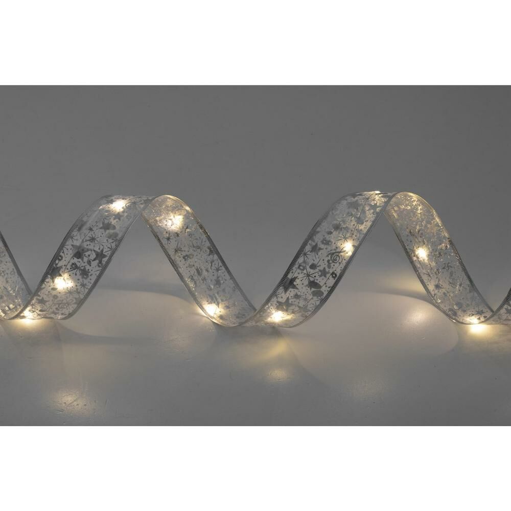 Home RLS15WH LED ribbon with patterns, silver ribbon, 8 functions, 150pcs cool white LED, 15m long, 5cm wide, adapter power supply, indoor version