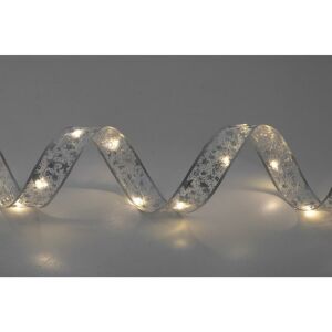 Close-up of Home RLS15WH silver LED ribbon light with snowflake pattern - Christmas tree ornament