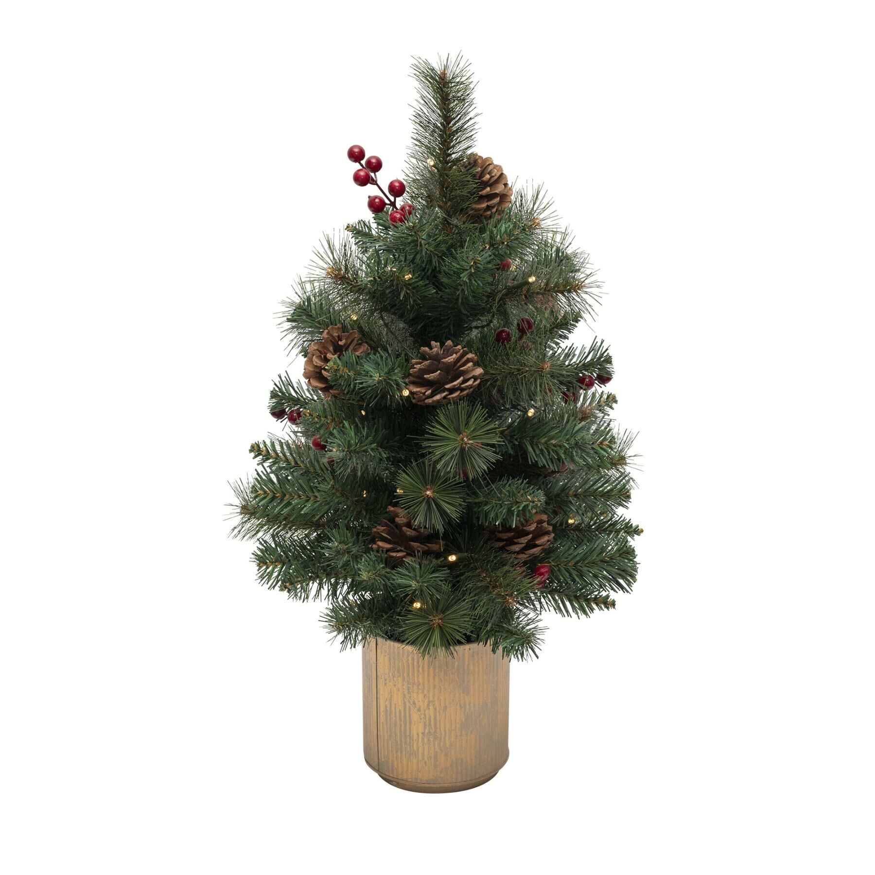 Home KMF60BLED Umelá borovica na batérie s LED diódou, výška 60 cm, 30 ks teplých bielych LED diód, 8 programov, 2D ihličie, napájanie na batérie, interiér