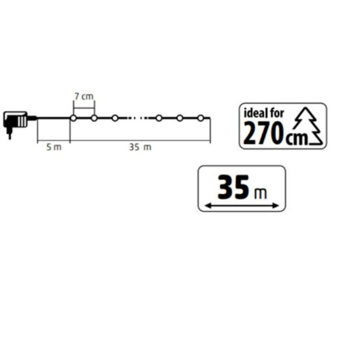 Home KKL512DWH LED fényfüzér méretek, 35m hossz, 5m tápkábel
